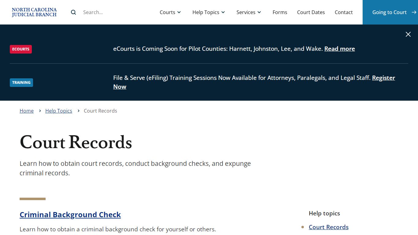 Court Records | North Carolina Judicial Branch